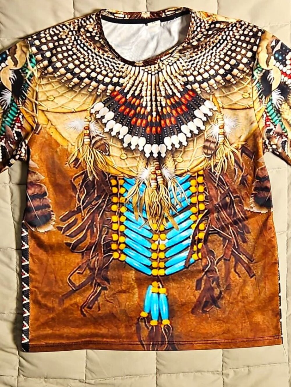 Men's Native American Graphic Print Crew Neck Tee – Size XL